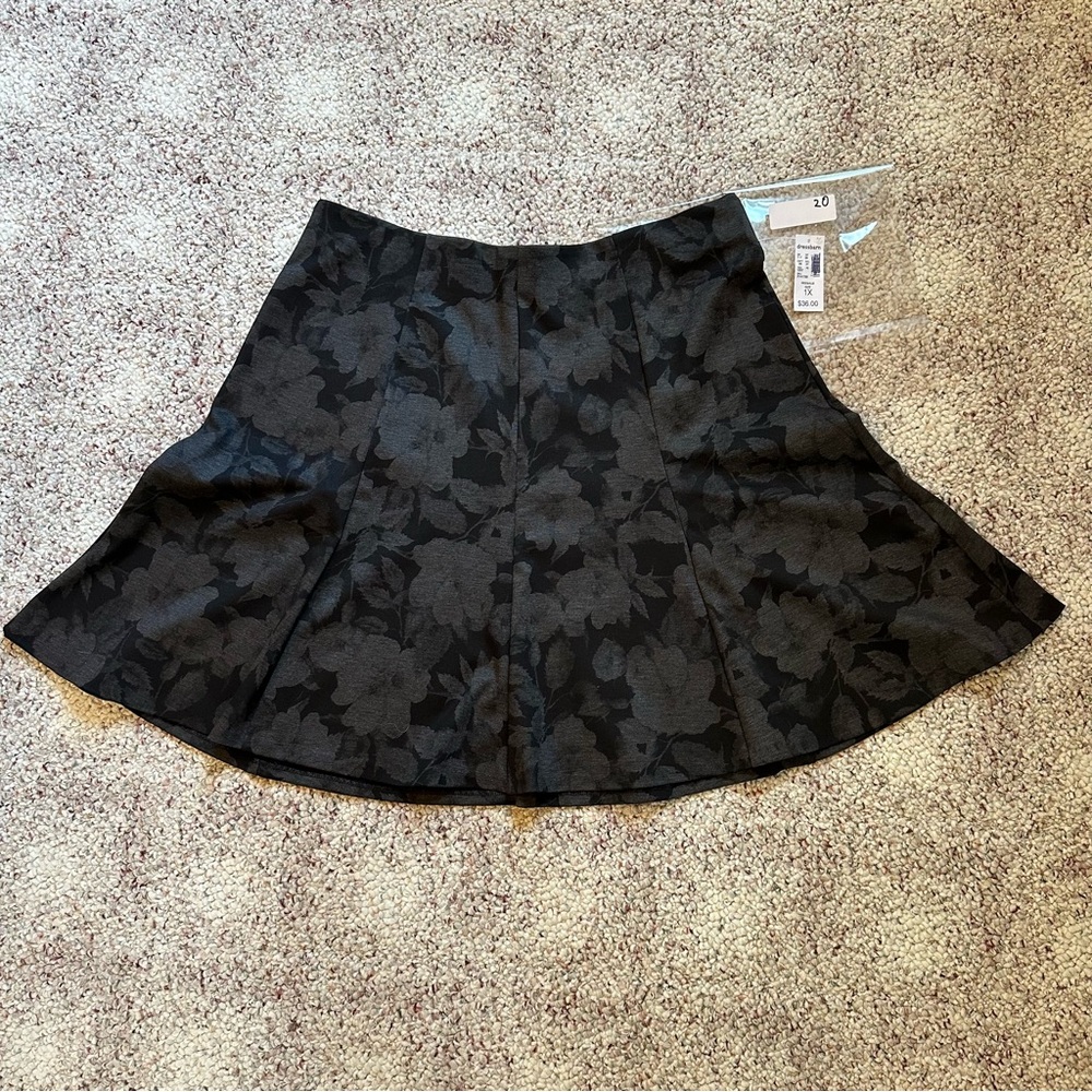 dressbarn Black Floral A-Line Skirt
